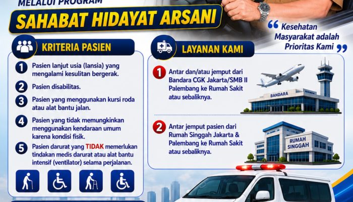 Fasilitasi Ambulans Gratis 24 Jam di Jakarta dan Palembang