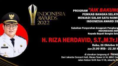 Bupati Basel Terima Penghargaan Indonesia Award 2022
